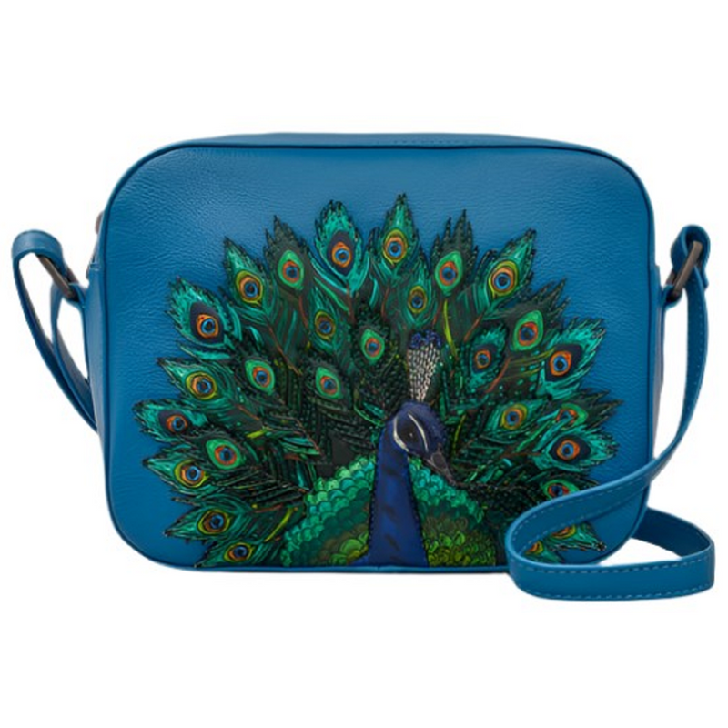 Yoshi Peacock Plume Petrol Blue Leather Camera Bag