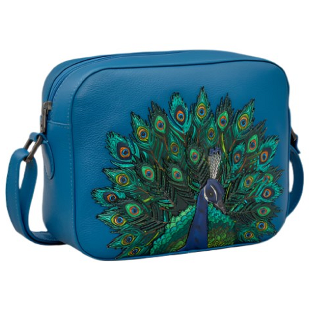 Yoshi Peacock Plume Petrol Blue Leather Camera Bag