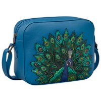 Yoshi Peacock Plume Petrol Blue Leather Camera Bag