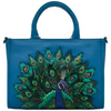 Yoshi Peacock Plume Petrol Blue Leather Grab Bag