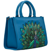 Yoshi Peacock Plume Petrol Blue Leather Grab Bag