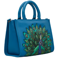 Yoshi Peacock Plume Petrol Blue Leather Grab Bag