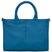 Yoshi Peacock Plume Petrol Blue Leather Grab Bag