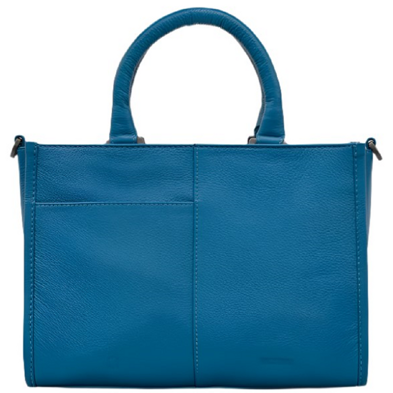 Yoshi Peacock Plume Petrol Blue Leather Grab Bag