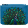 Yoshi Peacock Plume Zip Top Petrol Blue Leather Purse