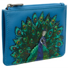 Yoshi Peacock Plume Zip Top Petrol Blue Leather Purse