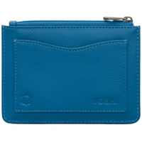 Yoshi Peacock Plume Zip Top Petrol Blue Leather Purse