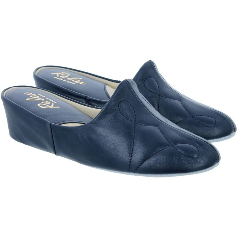 Relax Pearl 7312 Navy Leather Slippers