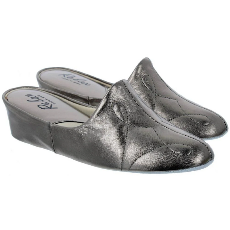 Relax Pearl 7312 Pewter Leather Slippers