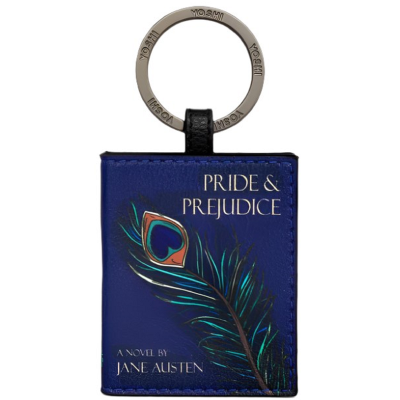 Yoshi Pride And Prejudice Book Cover Vegan Blue Leather Keyring