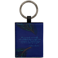 Yoshi Pride And Prejudice Book Cover Vegan Blue Leather Keyring