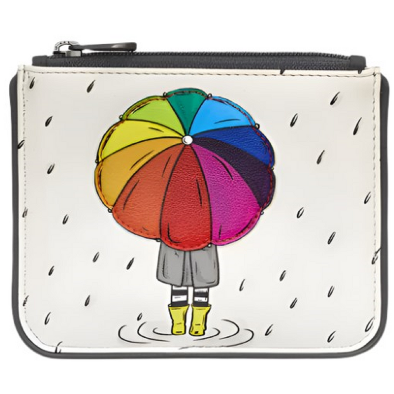 Yoshi Rain Rain Go Away Grey Leather Zip Top Purse