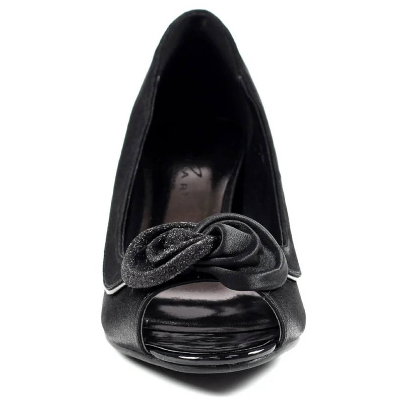 Lunar Ripley Black Satin Peep Toe