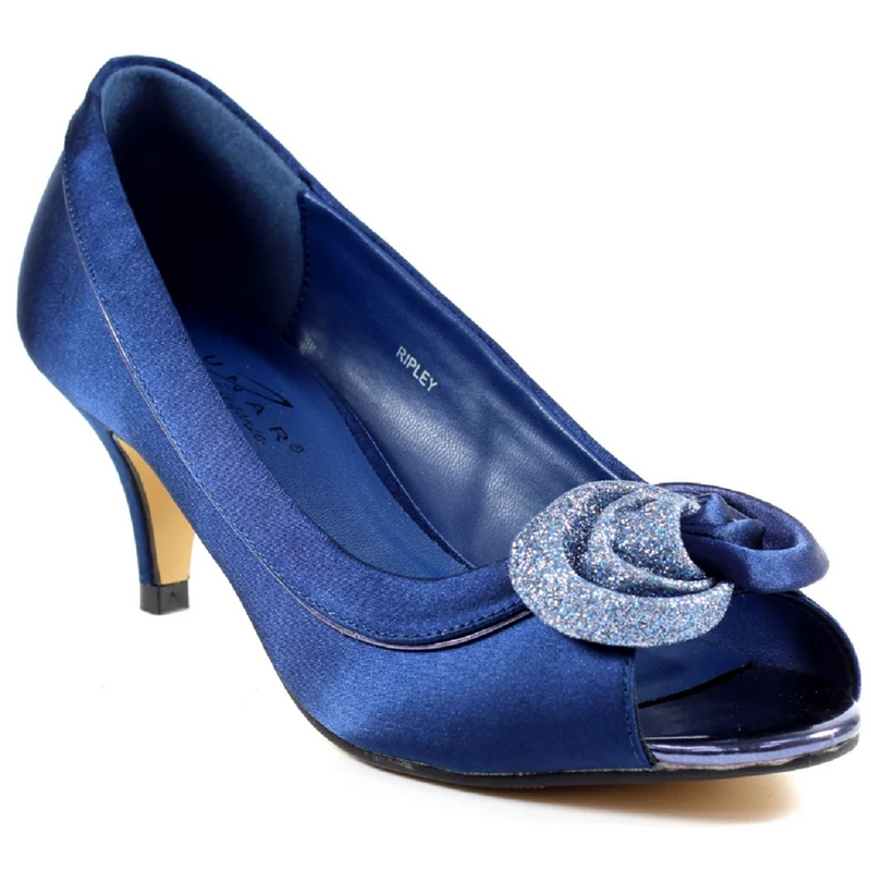 Lunar Ripley Navy Satin Peep Toe