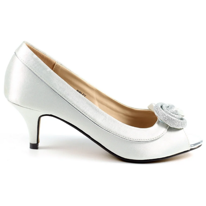 Lunar Ripley Silver Satin Peep Toe