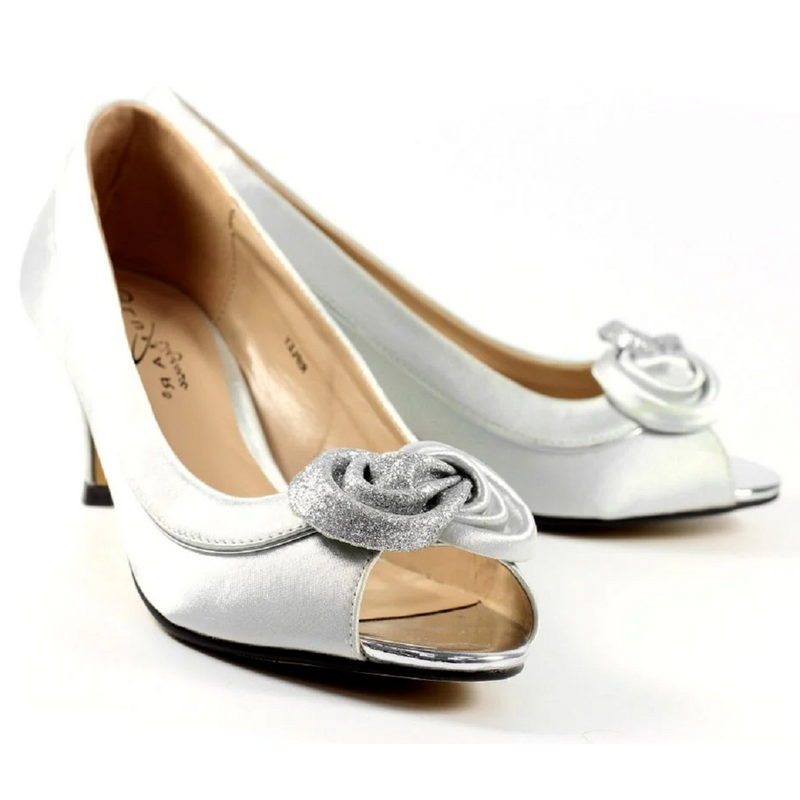 Lunar Ripley Silver Satin Peep Toe