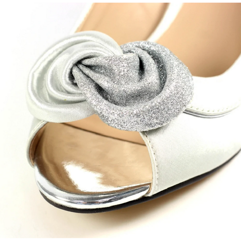 Lunar Ripley Silver Satin Peep Toe