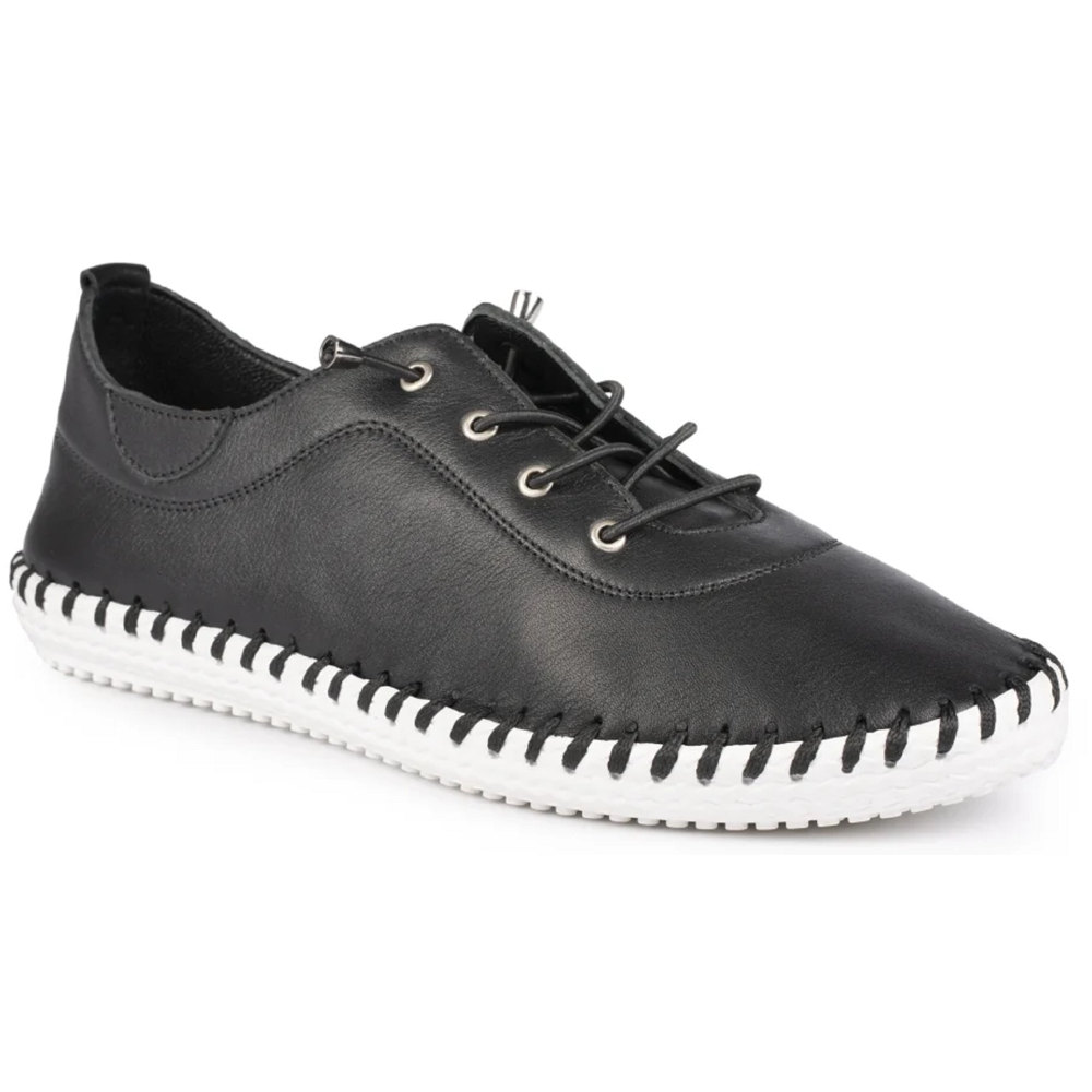 Lunar St Ives Black Leather Shoes