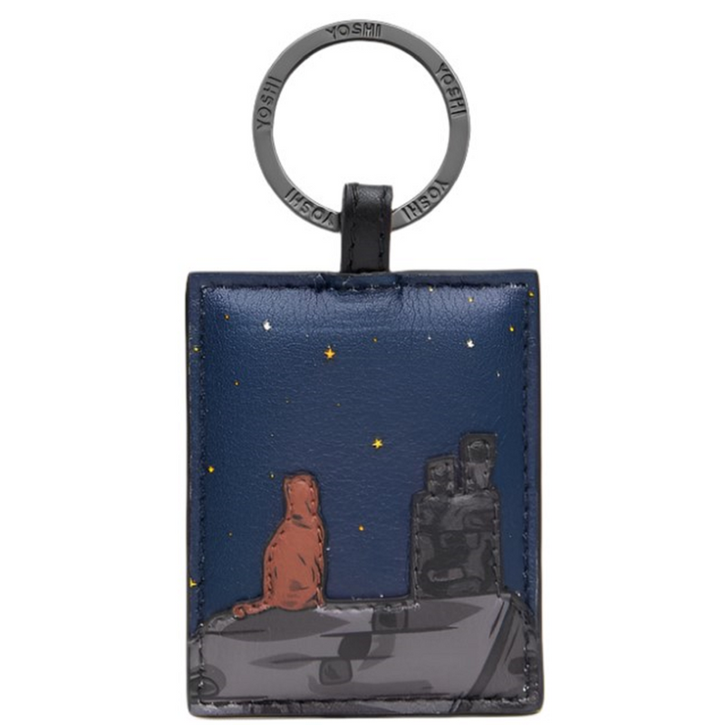 Yoshi Stargazing Cats Leather Keyring