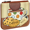 Yoshi Tea And Biscuits Brown Leather Zip Top Purse