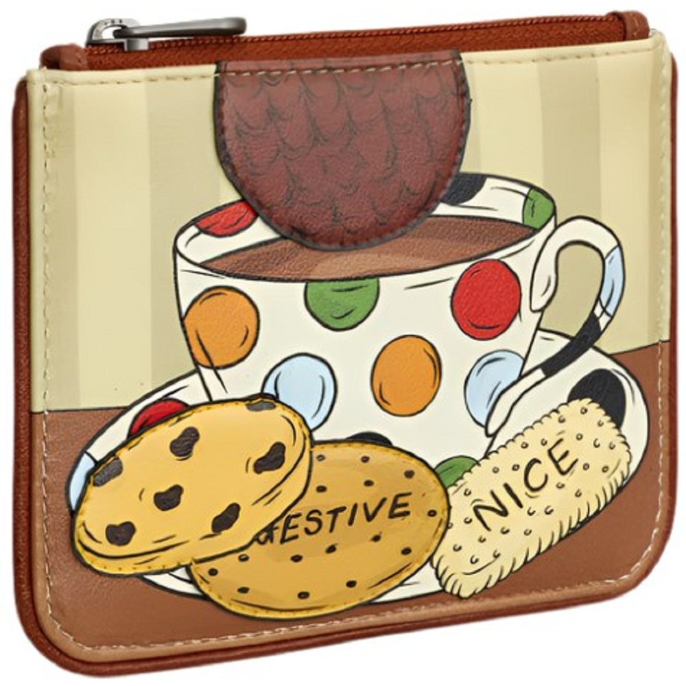 Yoshi Tea And Biscuits Brown Leather Zip Top Purse