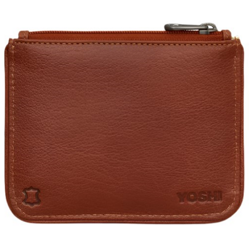 Yoshi Tea And Biscuits Brown Leather Zip Top Purse