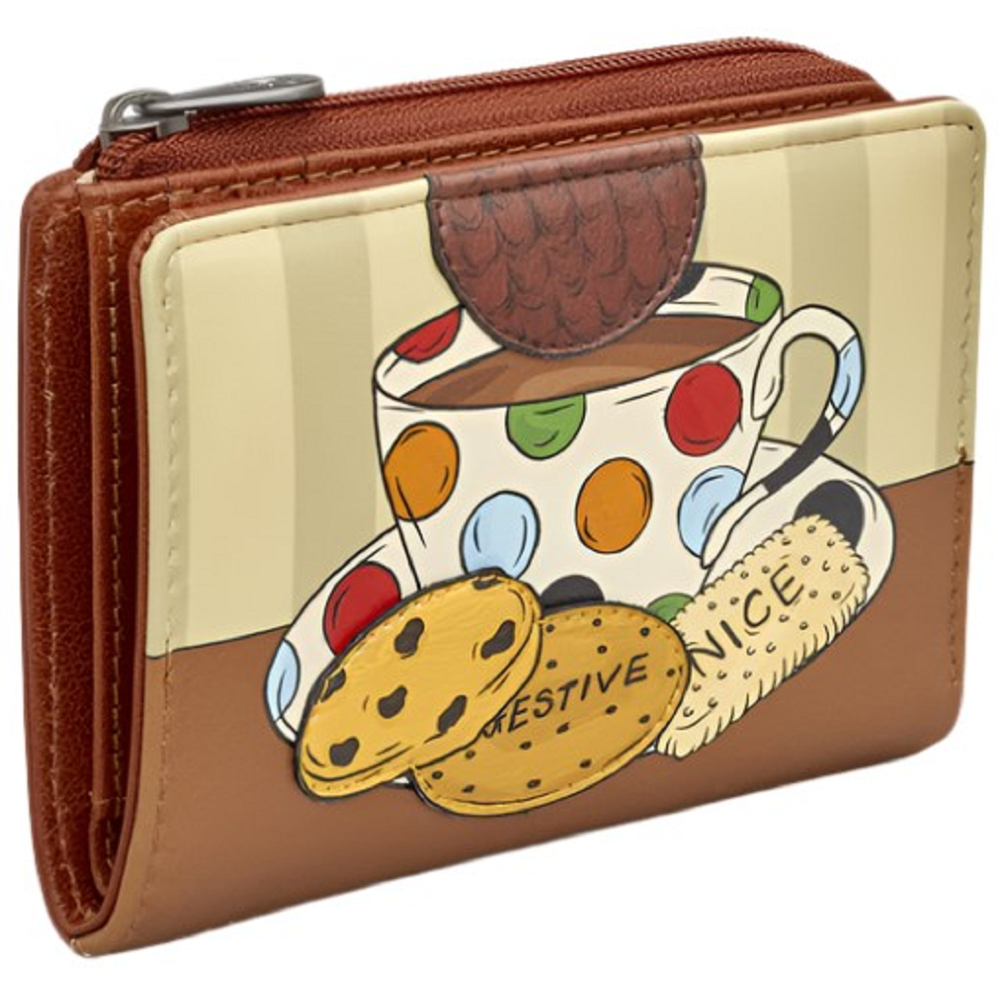 Yoshi Tea and Biscuits Brown Leather Flap Over Purse