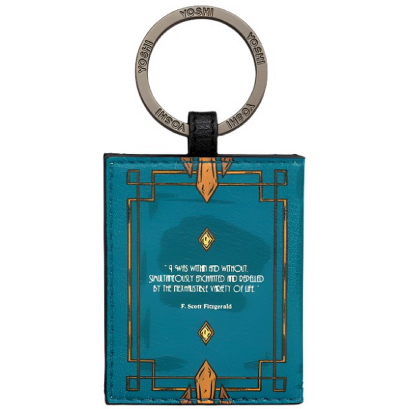 Yoshi The Great Gatsby Book Cover Vegan Teal Leather Keyring