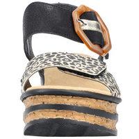 Rieker 68176-00 (Tortoise) Ginger Schwarz Light Gold Sandals