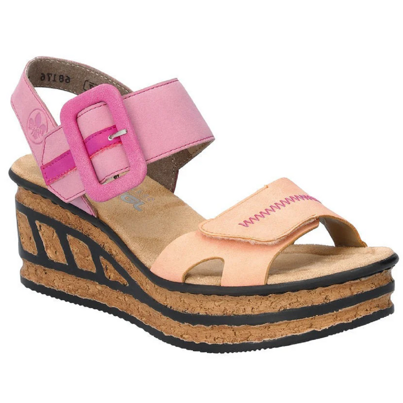 Rieker 68176-31 (Tortoise) Aprikot Lipstik Fuchsia Sandals