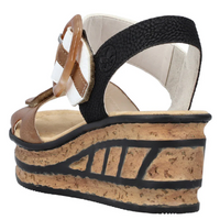 Rieker 68176-64 (Tortoise) Leinen Weiss Schwarz Sandals