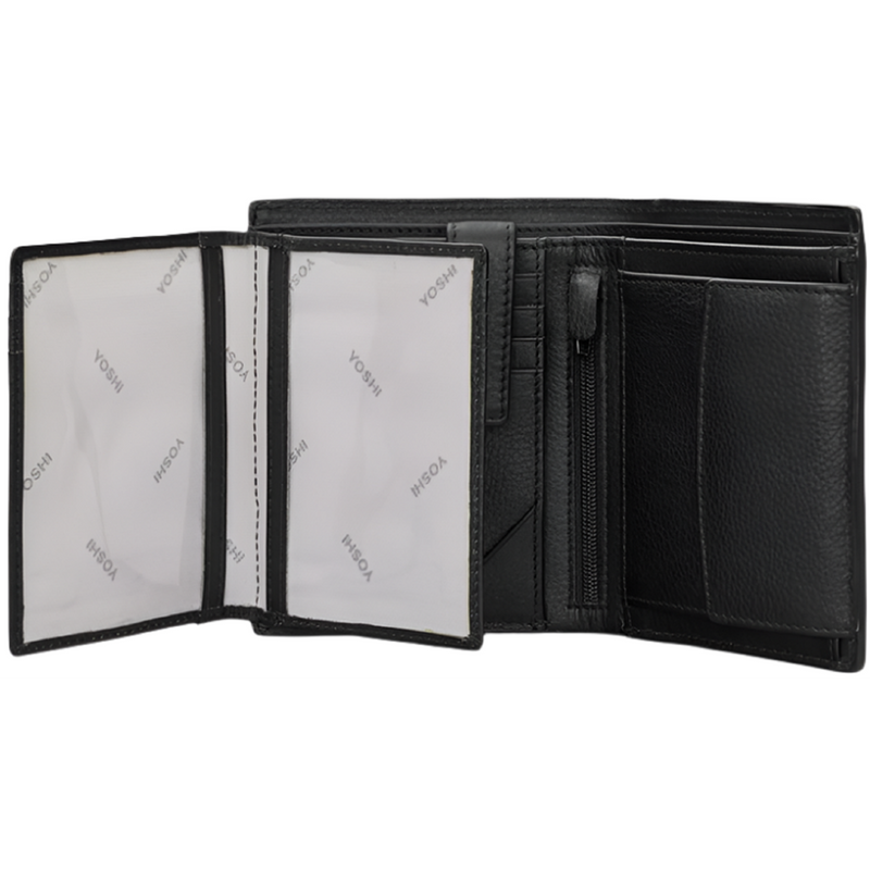 Yoshi Traditional Extra Capacity Black Leather Wallet