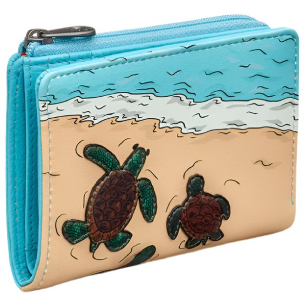 Yoshi Turtle Beach Blue Leather Flap Over Purse