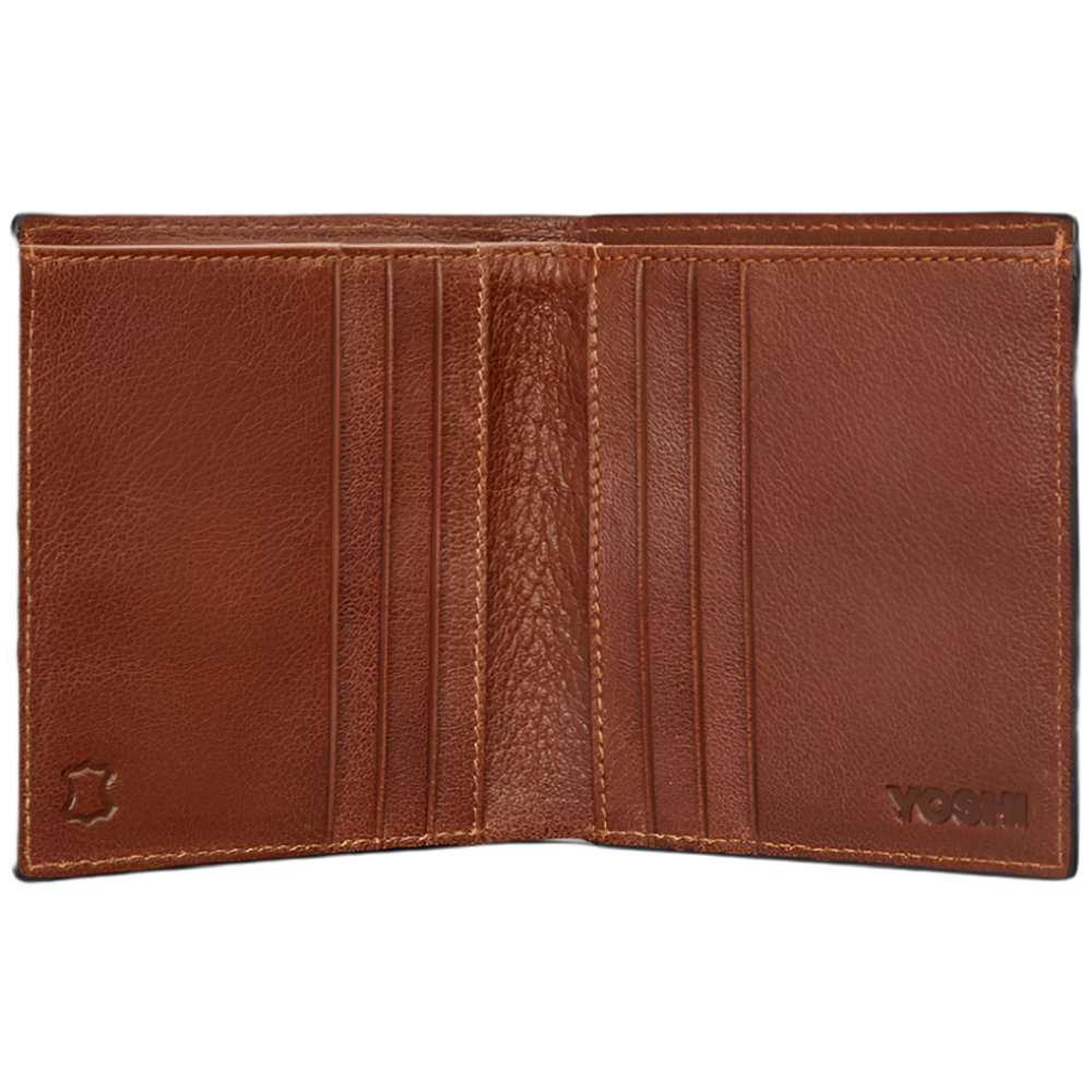 Yoshi Two Fold North South Brown Leather Wallet