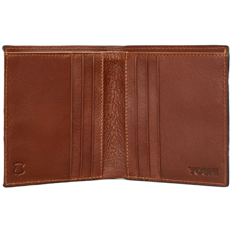 Yoshi Two Fold North South Brown Leather Wallet