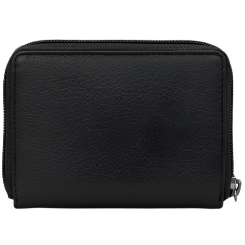 Yoshi Vegan Leather Bookworm Black Compact Zip Round Purse
