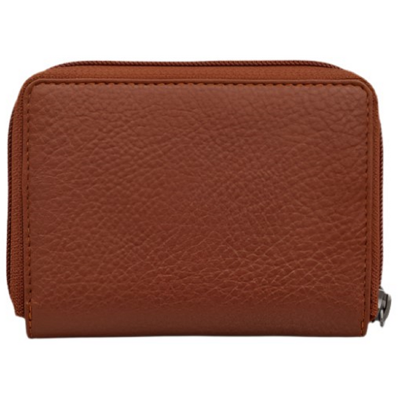 Yoshi Vegan Leather Bookworm Brown Compact Zip Round Purse