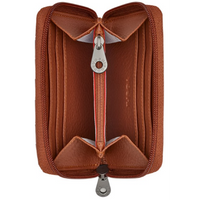 Yoshi Vegan Leather Bookworm Brown Compact Zip Round Purse