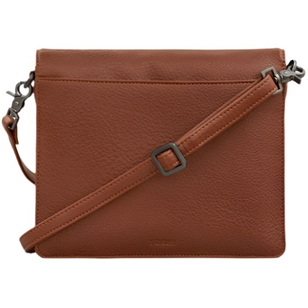 Yoshi Vegan Leather Bookworm Brown Triple Gusset Flap Over Bag