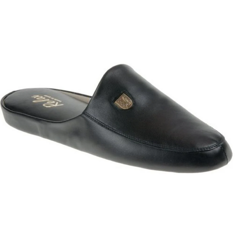 Relax Williams 3174 Black Leather Slippers