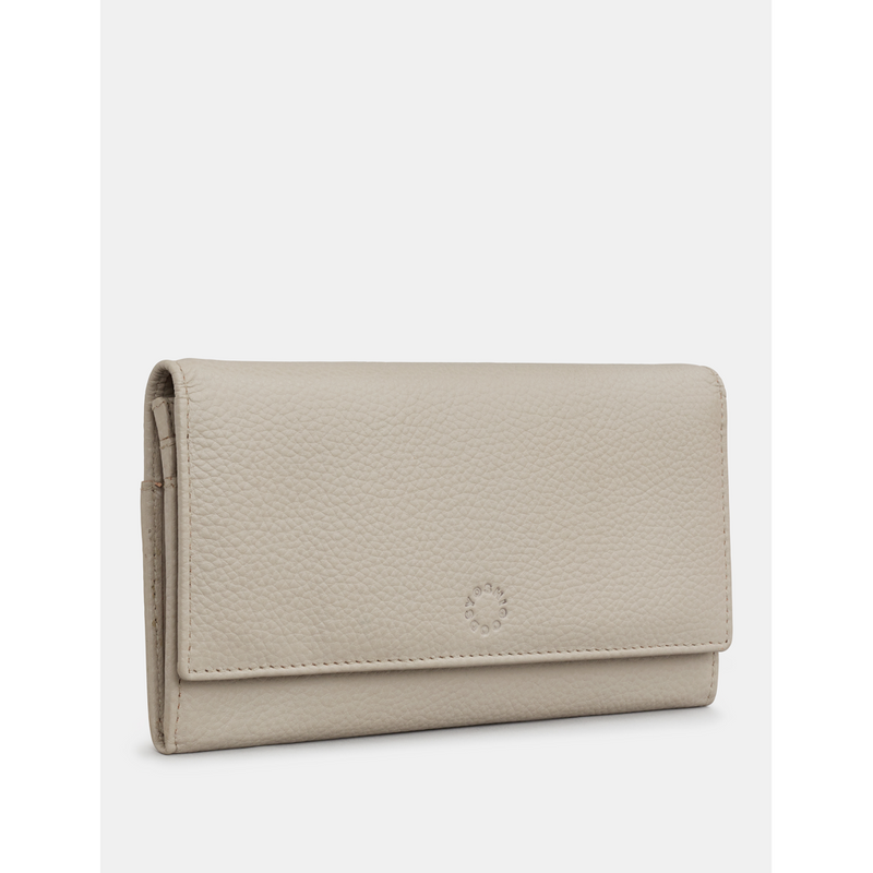 Yoshi Hudson Flap Over Warm Grey Leather Purse