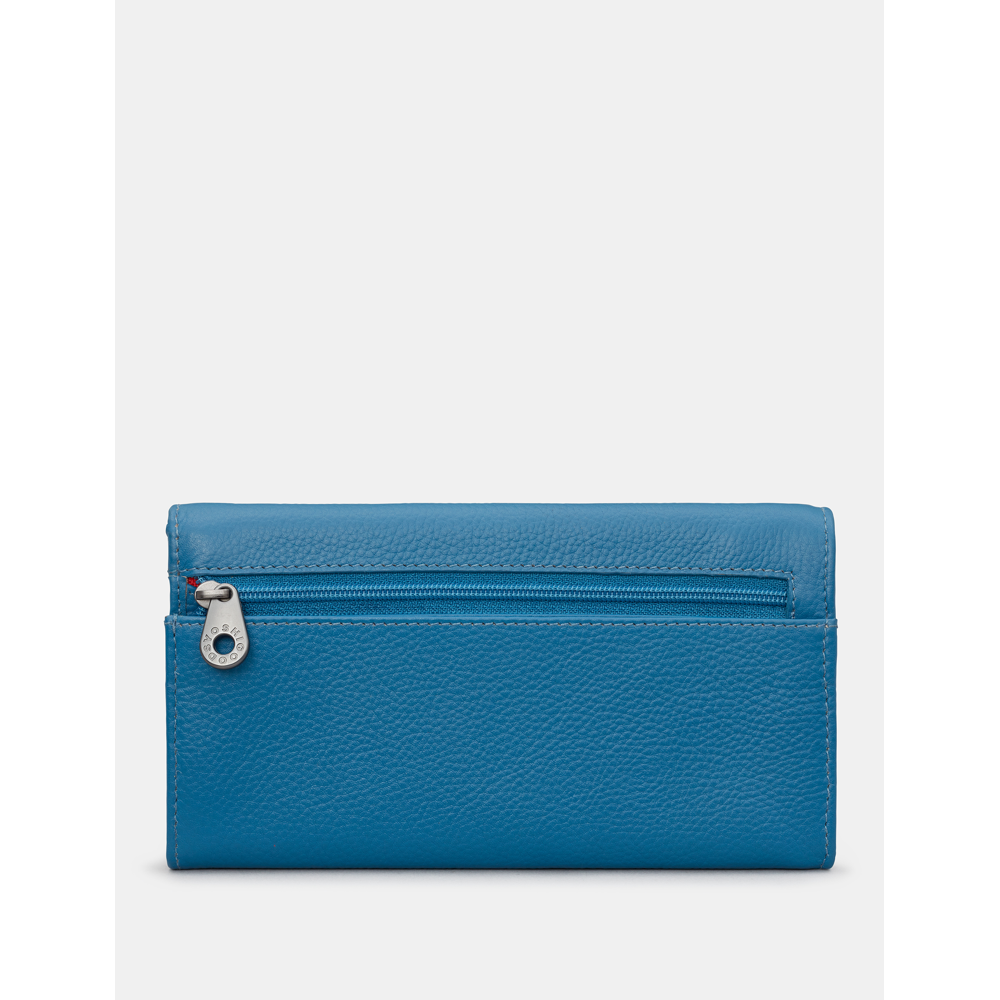 Yoshi Hudson Flap Over Petrol Blue Leather Purse