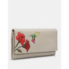 Yoshi Petal & Feathers Hummingbird Flap Over Warm Grey Leather Purse