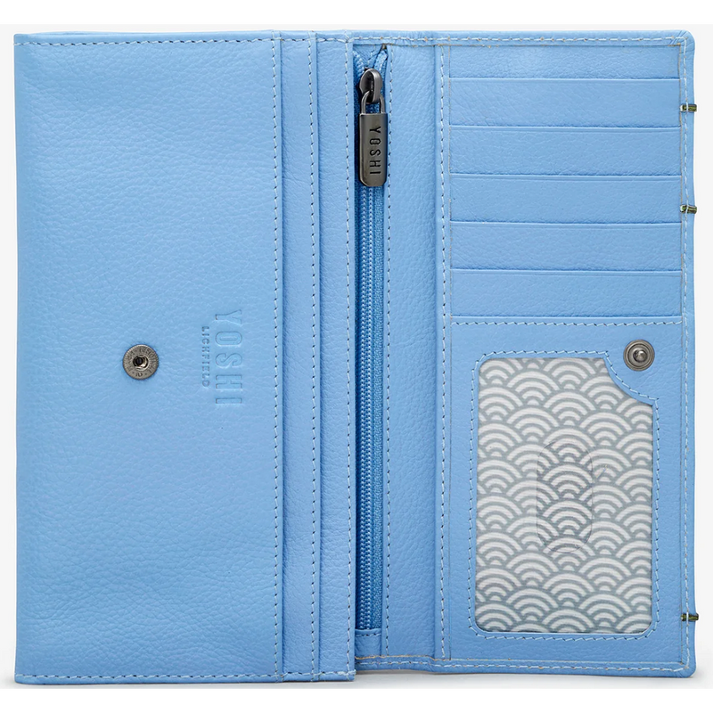 Yoshi Bee Happy Flap Over Blue Leather Purse