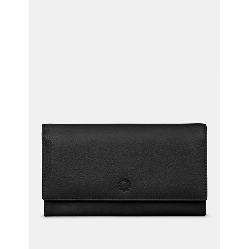 Yoshi Hudson Flap Over Black Leather Purse