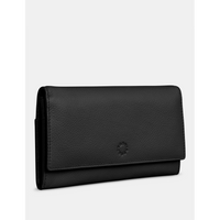 Yoshi Hudson Flap Over Black Leather Purse