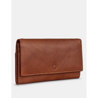 Yoshi Hudson Flap Over Brown Leather Purse