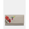 Yoshi Petal & Feathers Hummingbird Flap Over Warm Grey Leather Purse