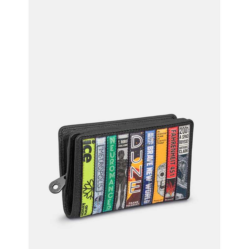 Yoshi Sci-Fi Bookworm Zip Around Black Leather Purse