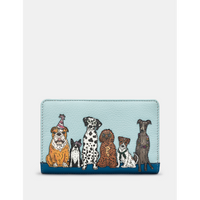 Yoshi Party Dogs Flap Over Zip Around Leather Purse